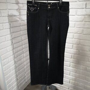 Digital Jeans Ladies Size 11 Black Slight Flare Embroidery & Rhinestones Jeans